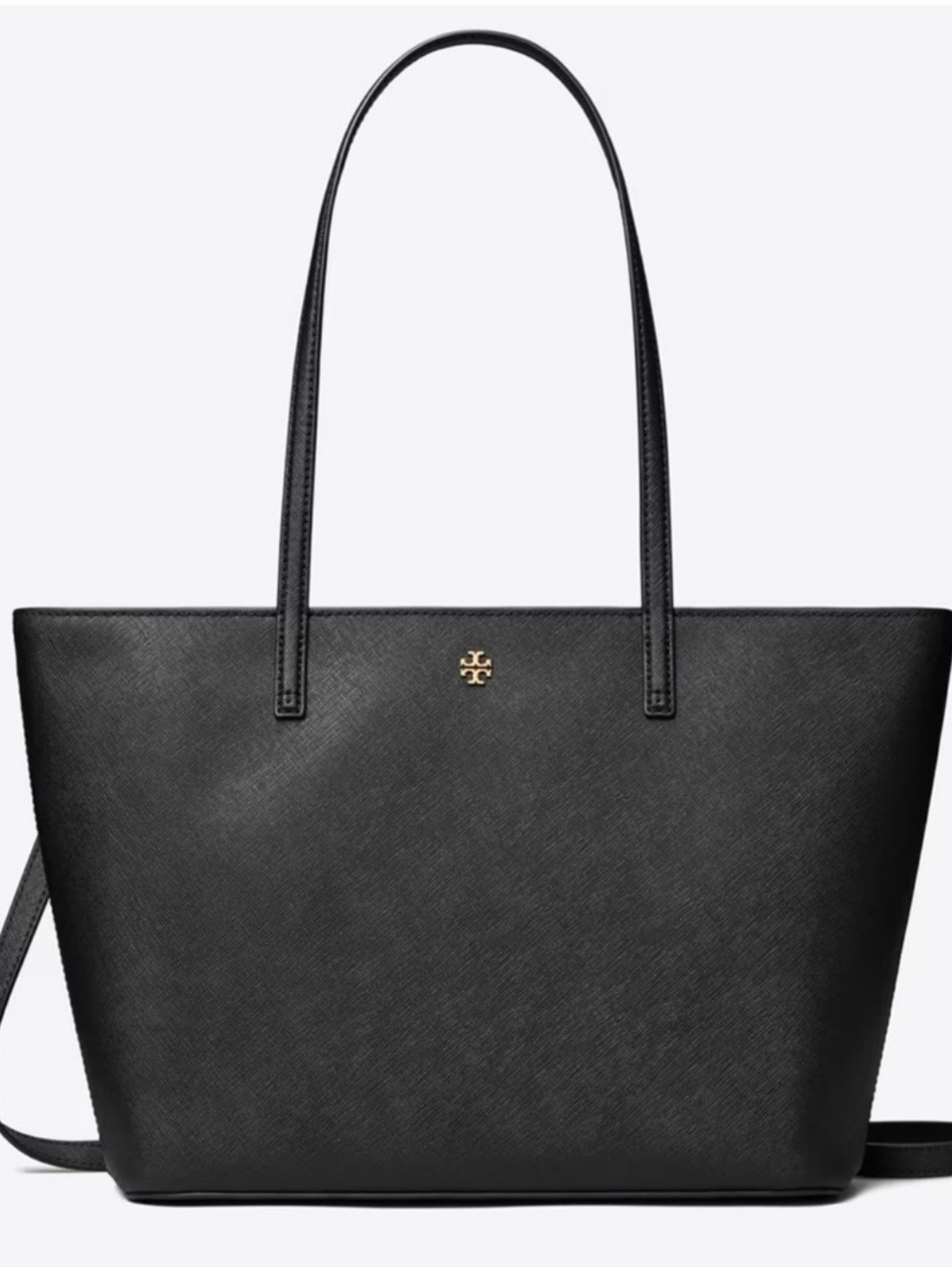Tory Burch Black Leather Tote with Gold Logo